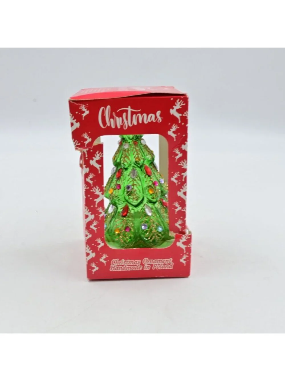 Szklo-Dekor Glass Christmas Tree Ornament Gems Glitter Handmade In Poland Box